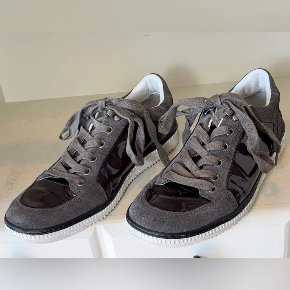 Emporio Armani Men’s Suede/Patent Leather Sneakers Size 6